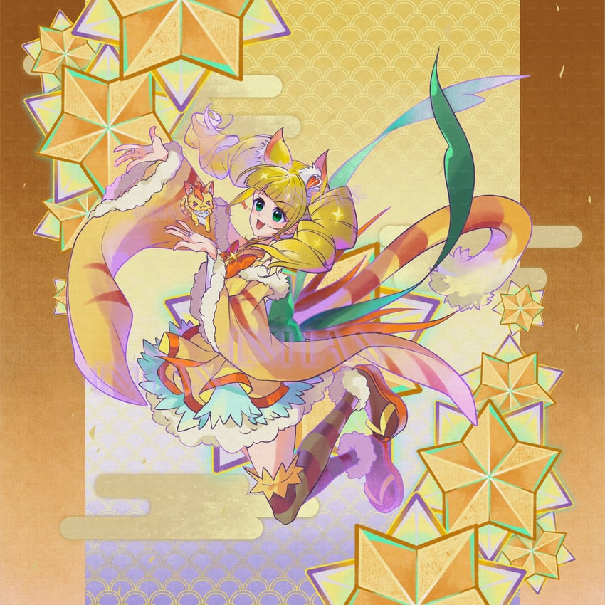 hiramitsu hinata, cure sparkle, and nyatoran (precure and 1 more) drawn by inhan