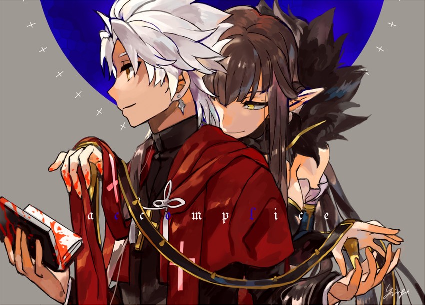 semiramis and amakusa shirou (fate and 2 more) drawn by yinghuo