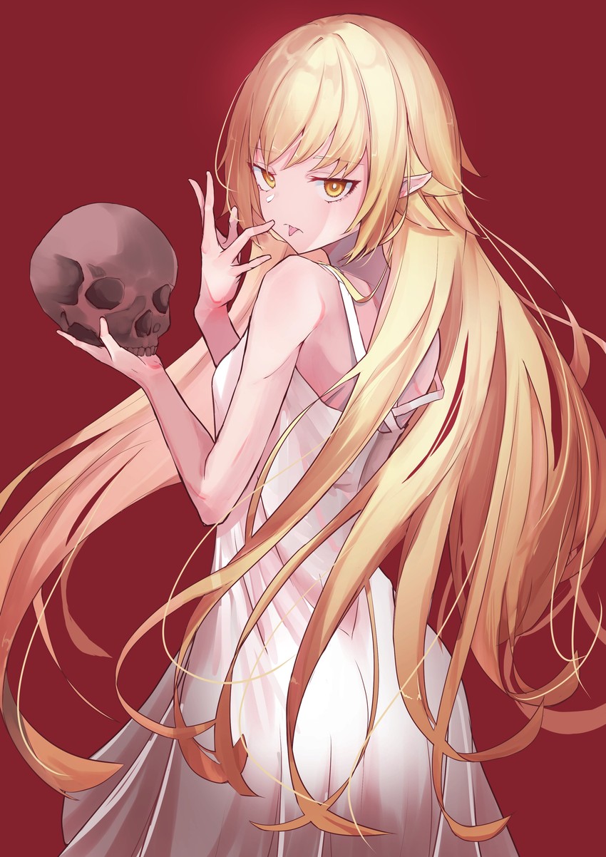 oshino shinobu and kiss-shot acerola-orion heart-under-blade (monogatari and 1 more) drawn by mnetyara