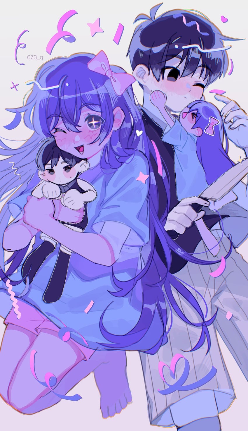 omori and aubrey (omori) drawn by 673_q