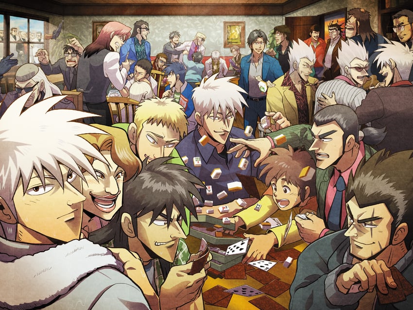 itou kaiji, akagi shigeru, ichijou seiya, hirayama yukio, washizu iwao, and 15 more (kaiji and 9 more) drawn by nakajima_hiroshi