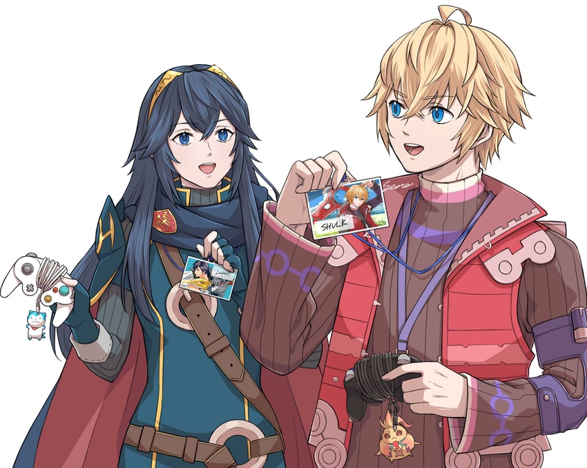 lucina, chrom, shulk, sommie, and riki (fire emblem and 5 more) drawn by sena_(jcwe4828)