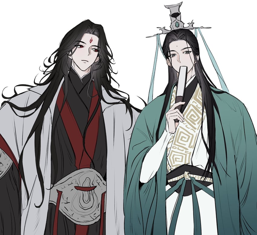 shen qingqiu and luo binghe (renzha fanpai zijiu xitong) drawn by hilong