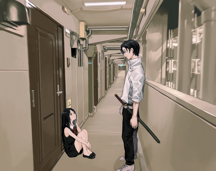 okkotsu yuuta and orimoto rika (jujutsu kaisen) drawn by takeda_breath