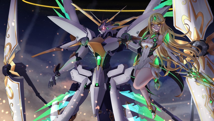 mythra and siren (xenoblade chronicles and 1 more) drawn by nithros