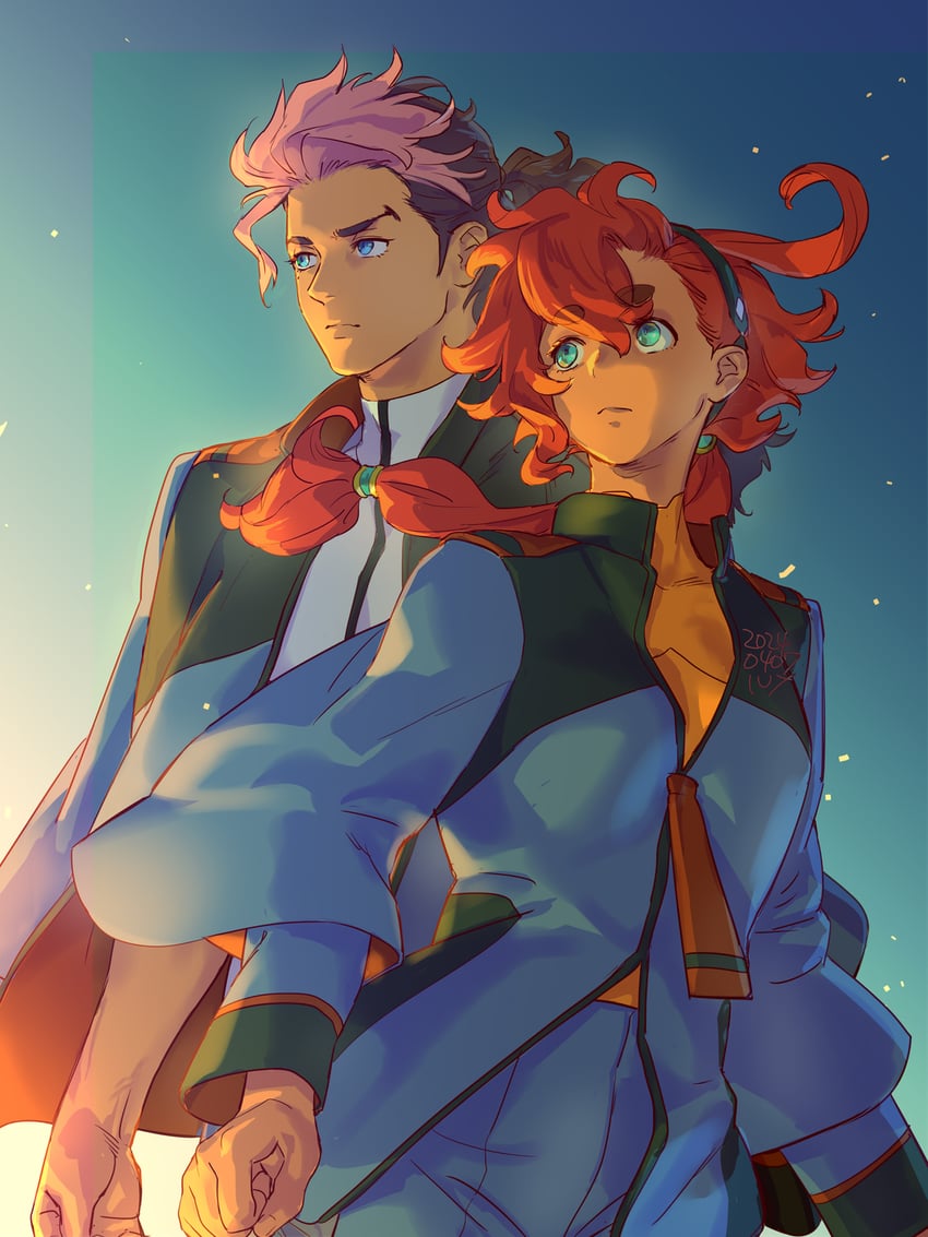 suletta mercury and guel jeturk (gundam and 1 more) drawn by ivy_hermit