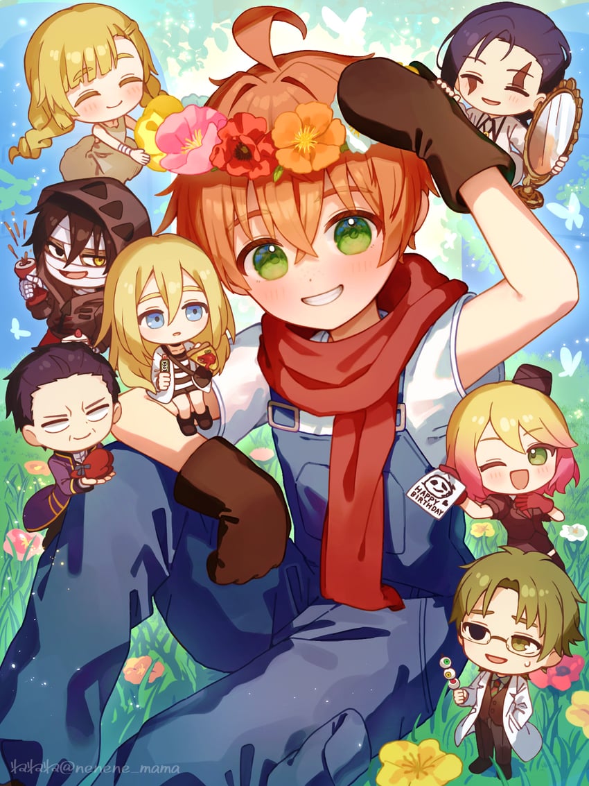 rachel gardner, isaac foster, danny, cathy, eddie, and 1 more (satsuriku no tenshi) drawn by nene_man