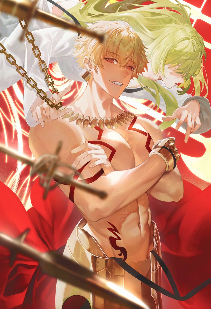 gilgamesh and enkidu (fate and 1 more) drawn by shei99