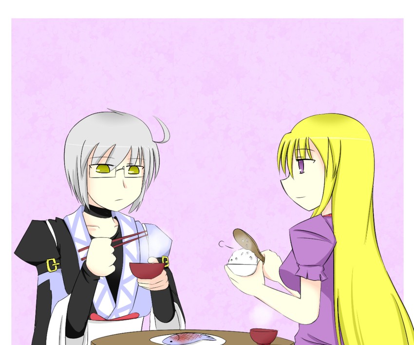 yakumo yukari and morichika rinnosuke (touhou) drawn by kita_(higan)