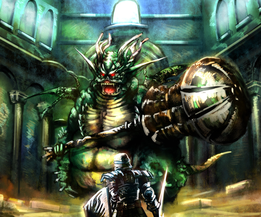 chosen undead and asylum demon (dark souls and 1 more) drawn by masayoshi