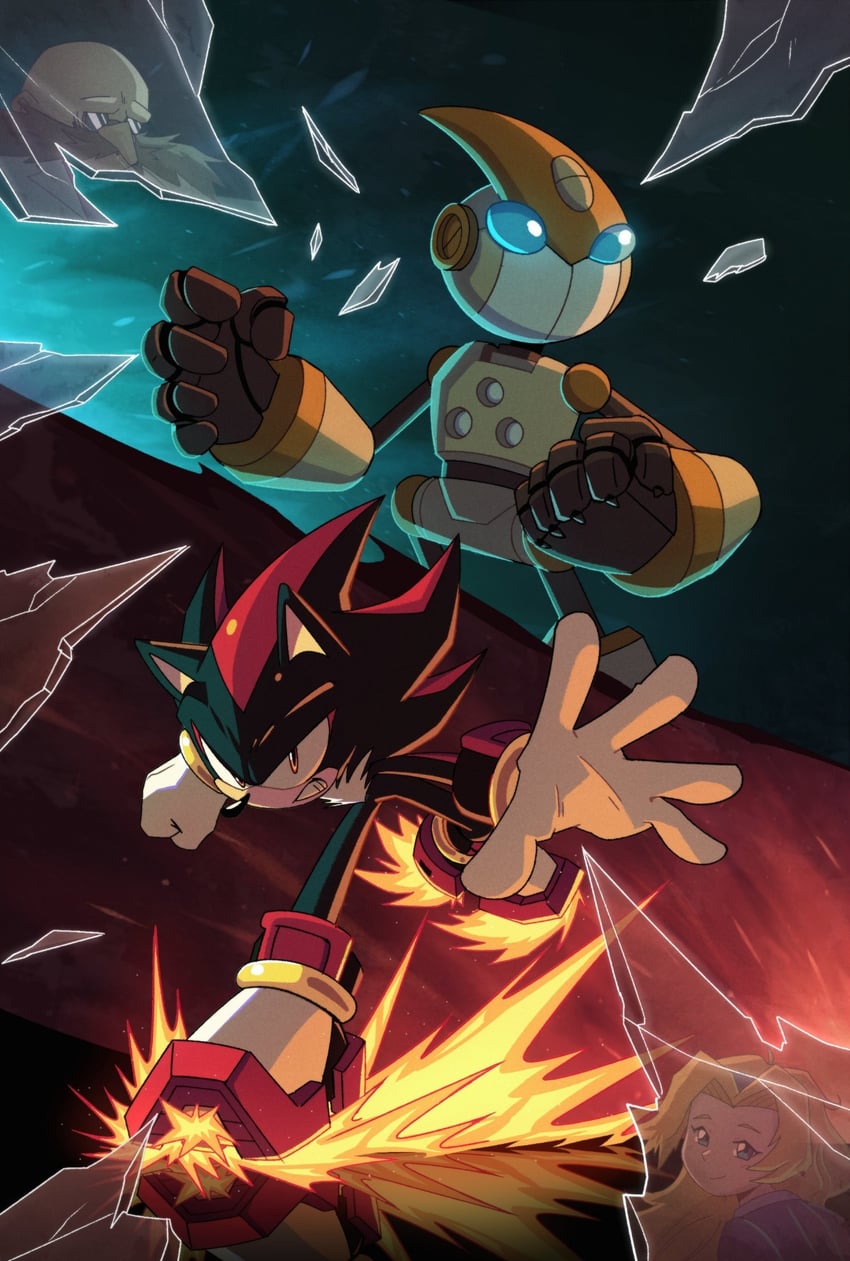 shadow the hedgehog, maria robotnik, gerald robotnik, and emerl (sonic and 3 more) drawn by other_subject1