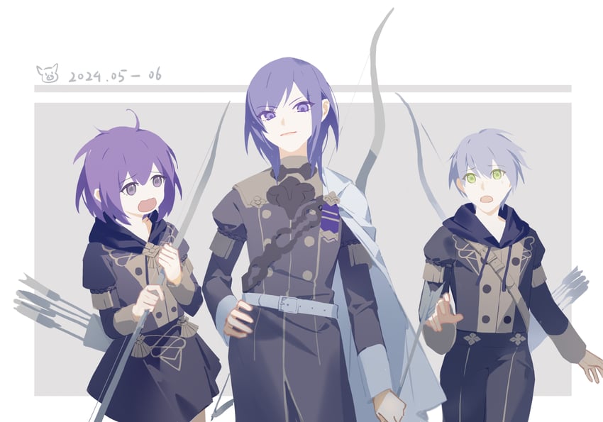 bernadetta von varley, ashe ubert, and yuri leclerc (fire emblem and 1 more) drawn by qaqua