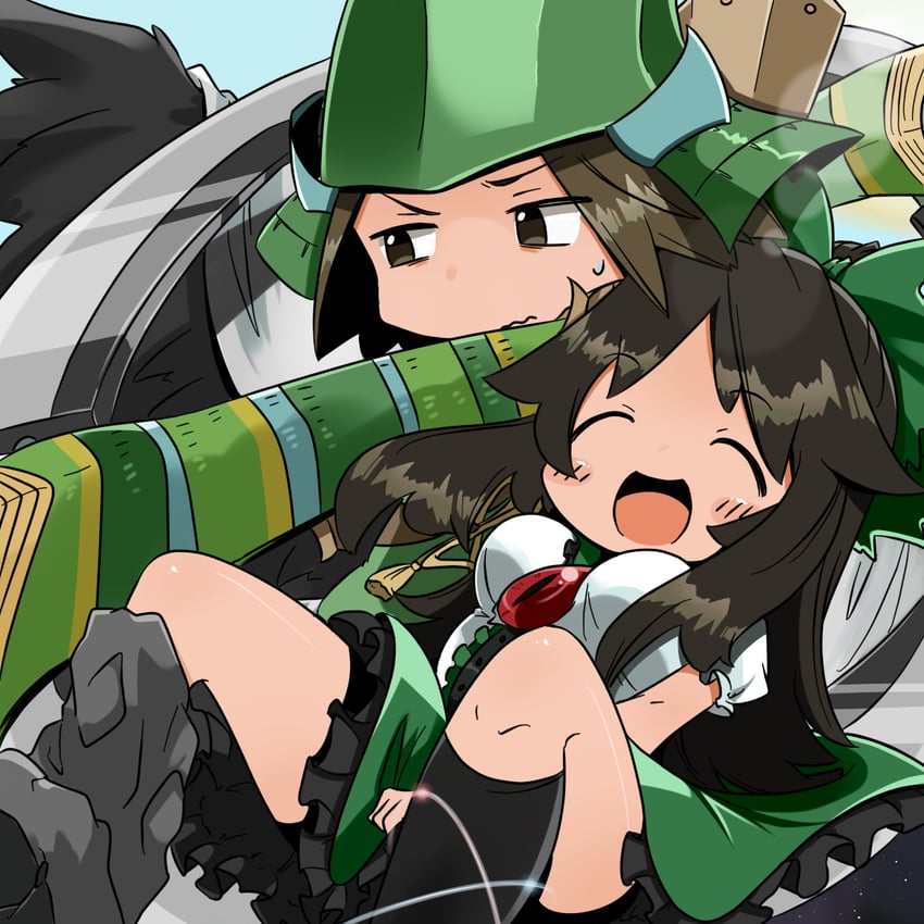 reiuji utsuho and mouri motonari (touhou and 2 more) drawn by purutonppp