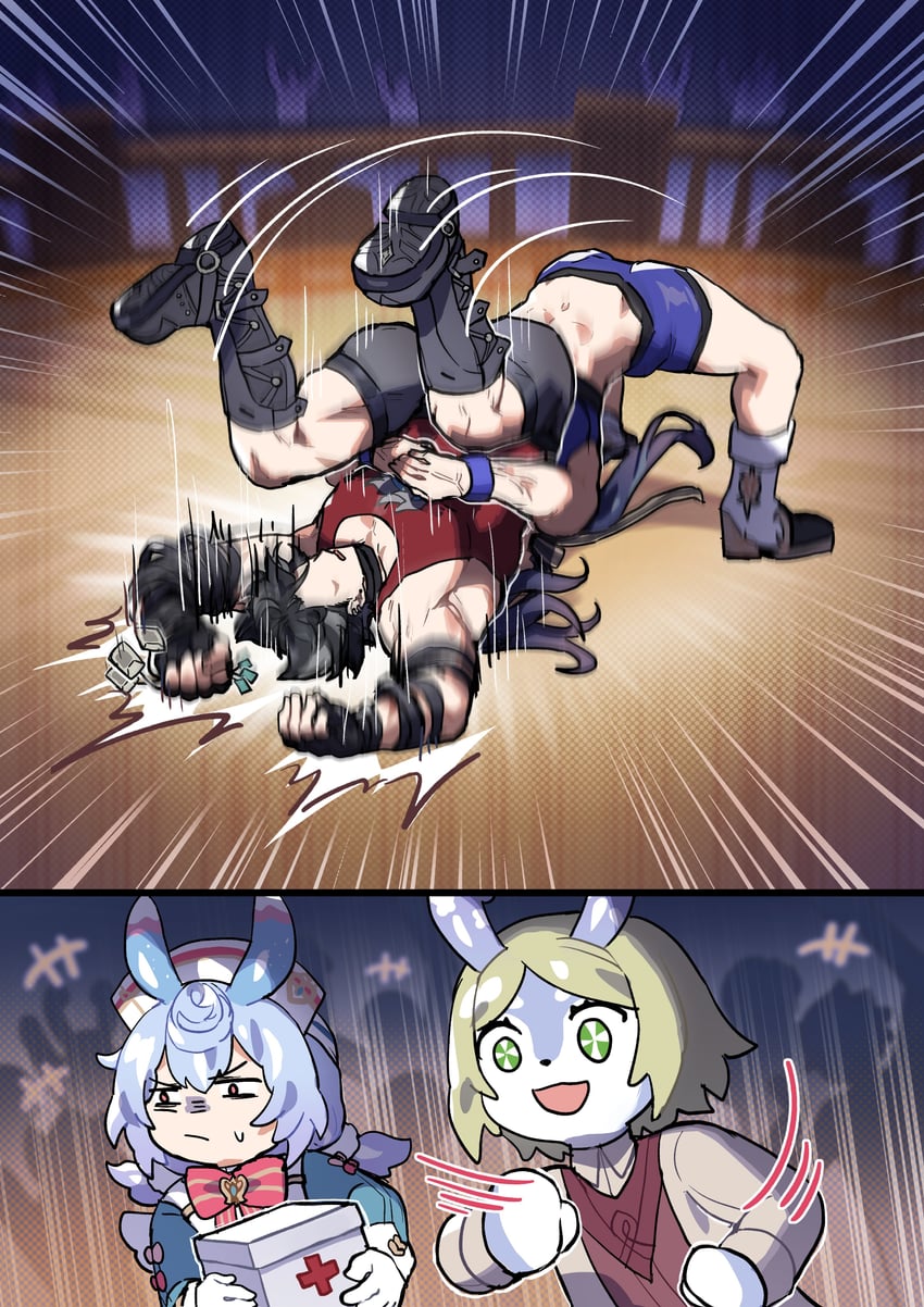 clorinde, wriothesley, and sigewinne (genshin impact) drawn by sakana_(fishchunk)