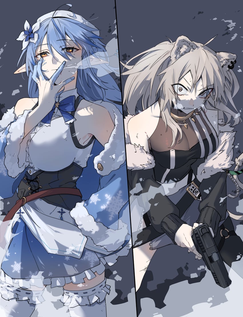yukihana lamy and shishiro botan (hololive) drawn by aasu_(mhgbh510)