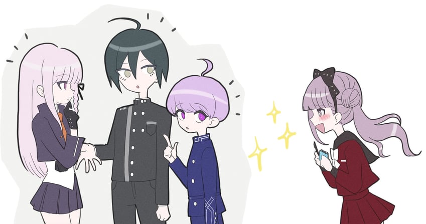 saihara shuichi, kirigiri kyoko, yuma kokohead, and tsukumo kako (danganronpa and 4 more) drawn by mary_(marlone_kuhl)
