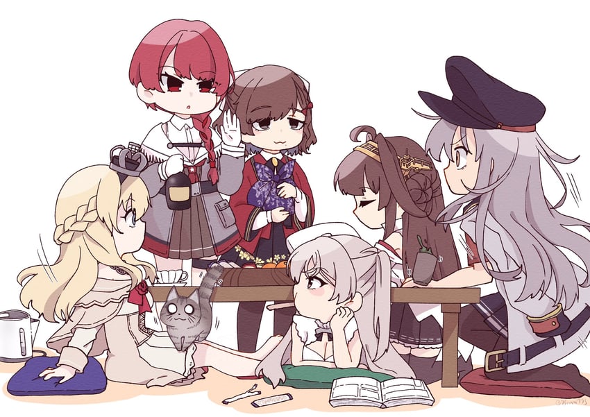 kongou, warspite, gangut, conte di cavour, nevada, and 1 more (kantai collection) drawn by nami_nami_(belphegor-5812)