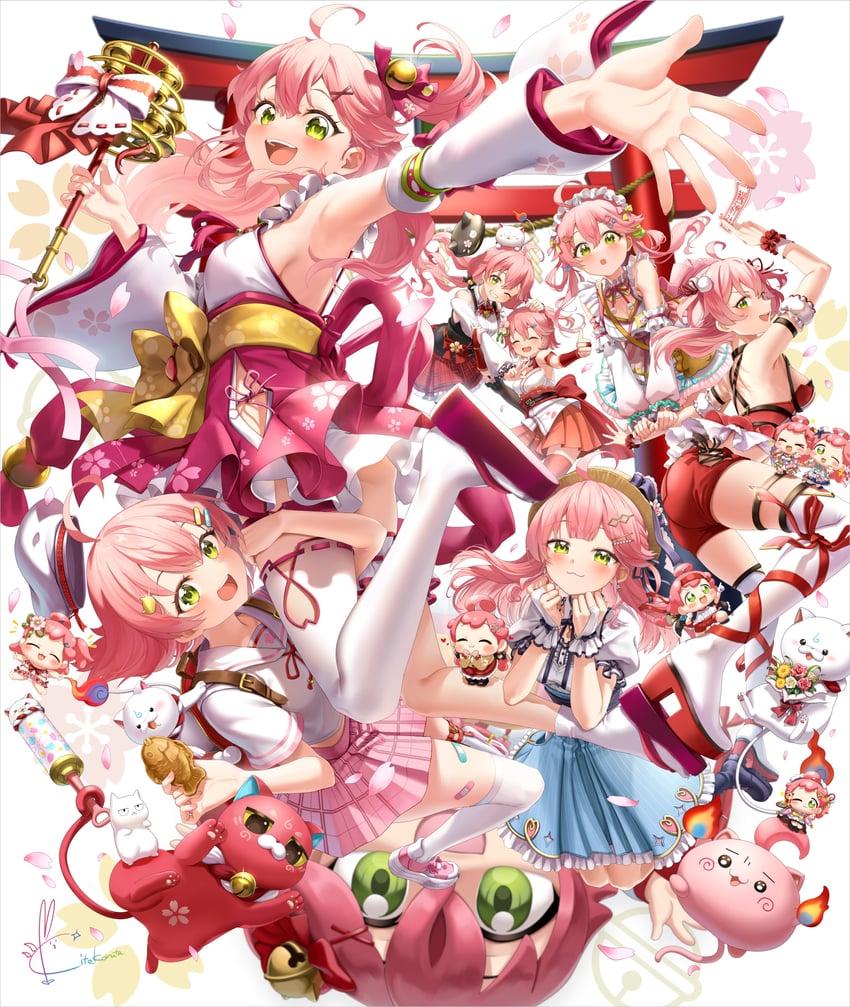 sakura miko, 35p, kintoki, maguchi, and mikodanye (hololive) drawn by kito_koruta