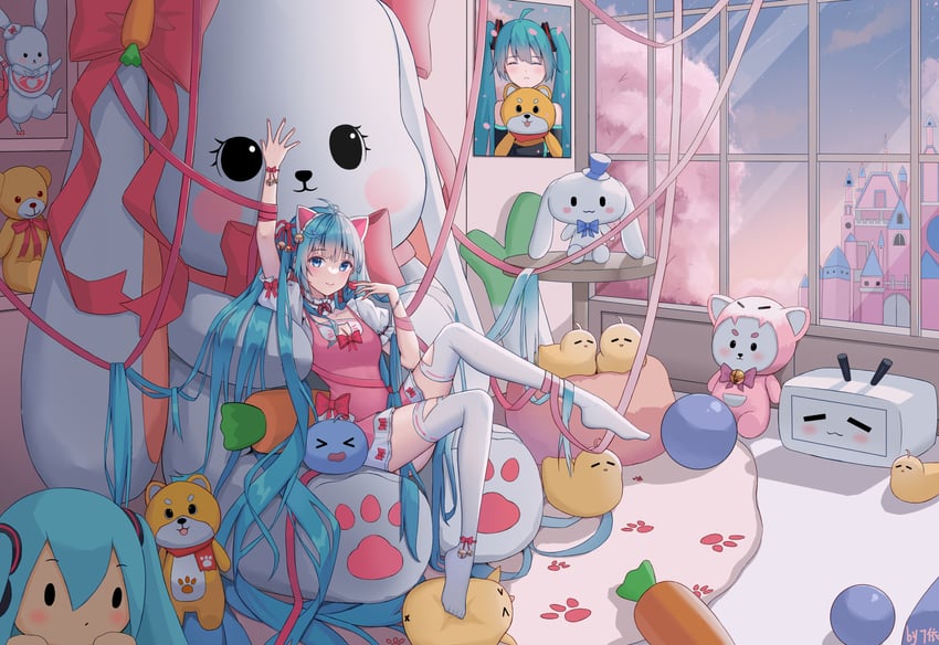 hatsune miku, cinnamoroll, xiao dianshi, and puppycat (vocaloid and 4 more) drawn by 71-fen_xiansheng_you