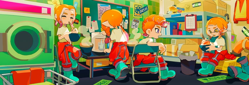 inkling player character, inkling girl, octoling player character, and octoling boy (splatoon and 1 more) drawn by jiuniaoshan
