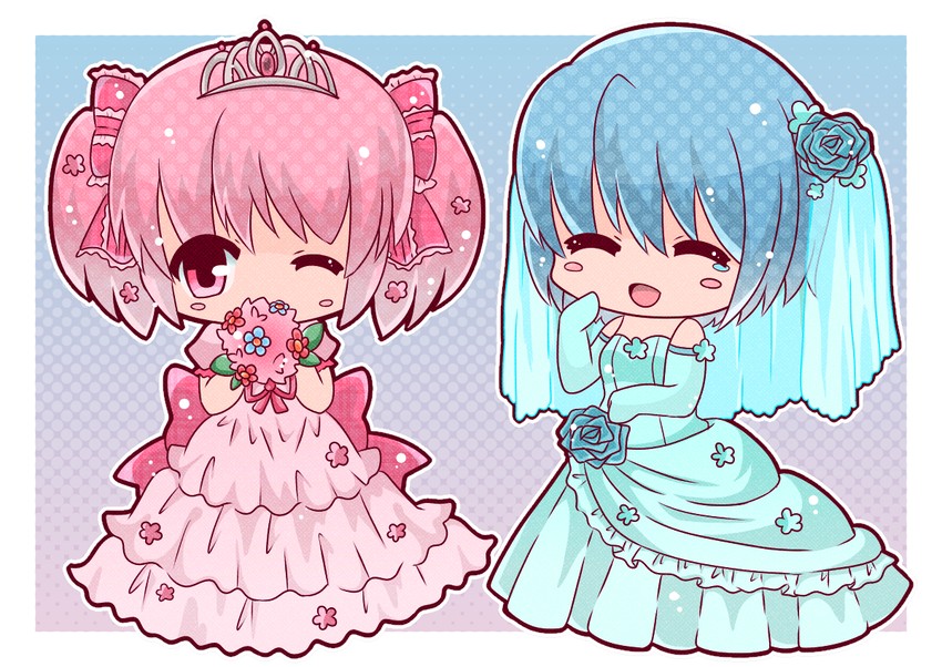 kaname madoka and miki sayaka (mahou shoujo madoka magica) drawn by bloom2425