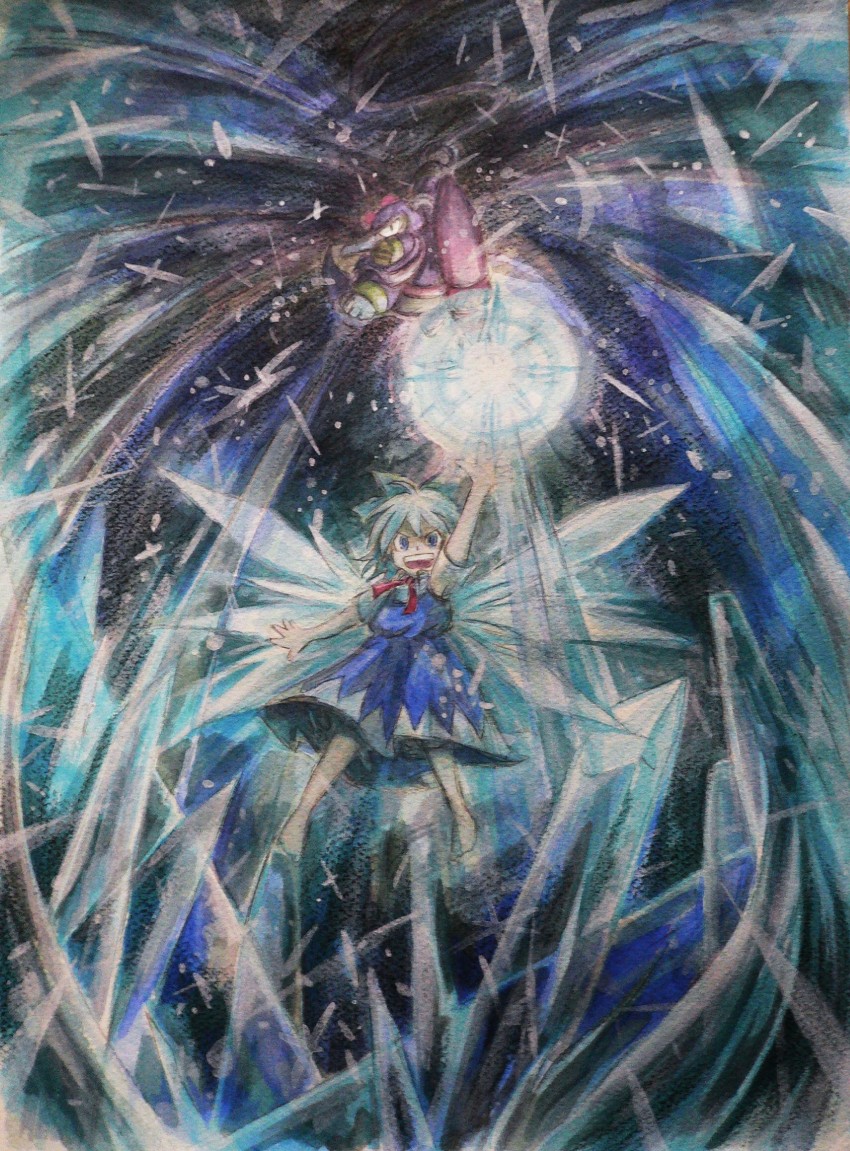 cirno and chill penguin (touhou and 3 more) drawn by maikeru