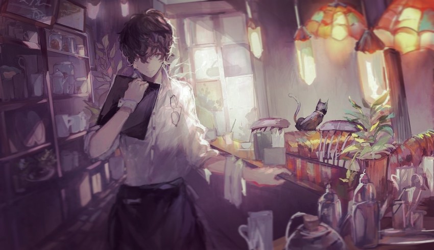 amamiya ren and morgana (persona and 1 more) drawn by ori_(momonimo)