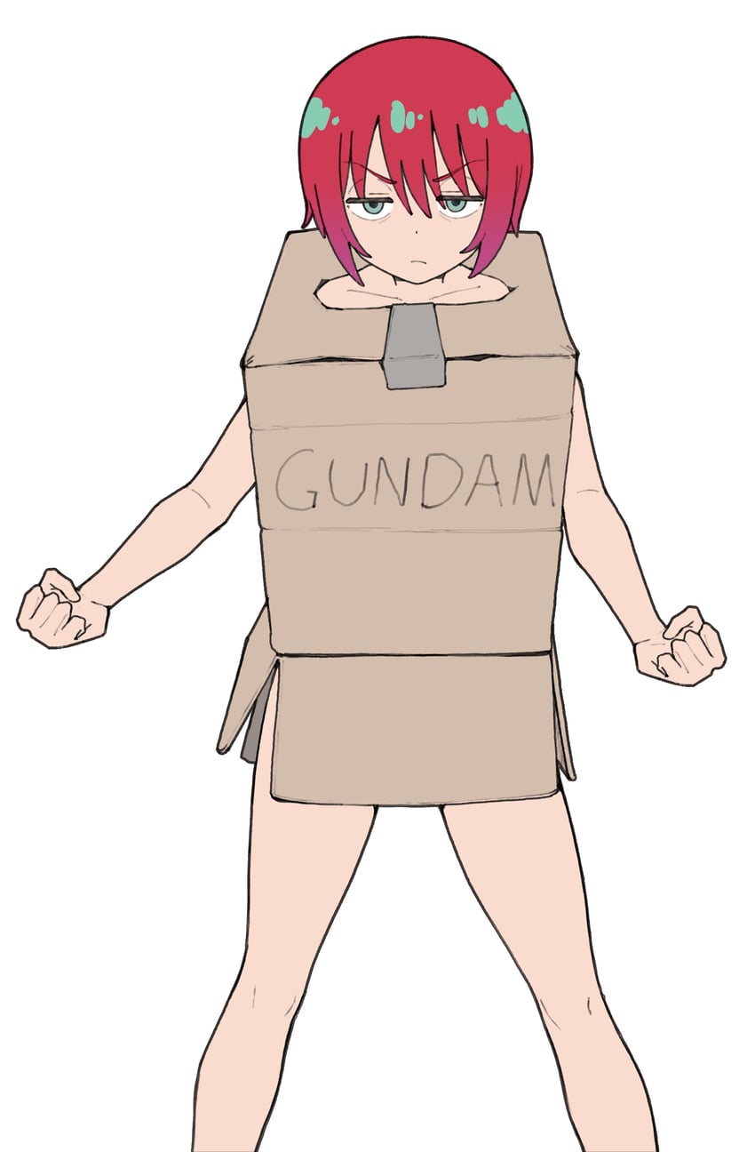 amate yuzuriha and cardboard box gundam (gundam and 1 more) drawn by s10021