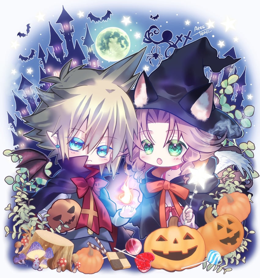 cloud strife and aerith gainsborough (final fantasy and 2 more) drawn by arestear0701