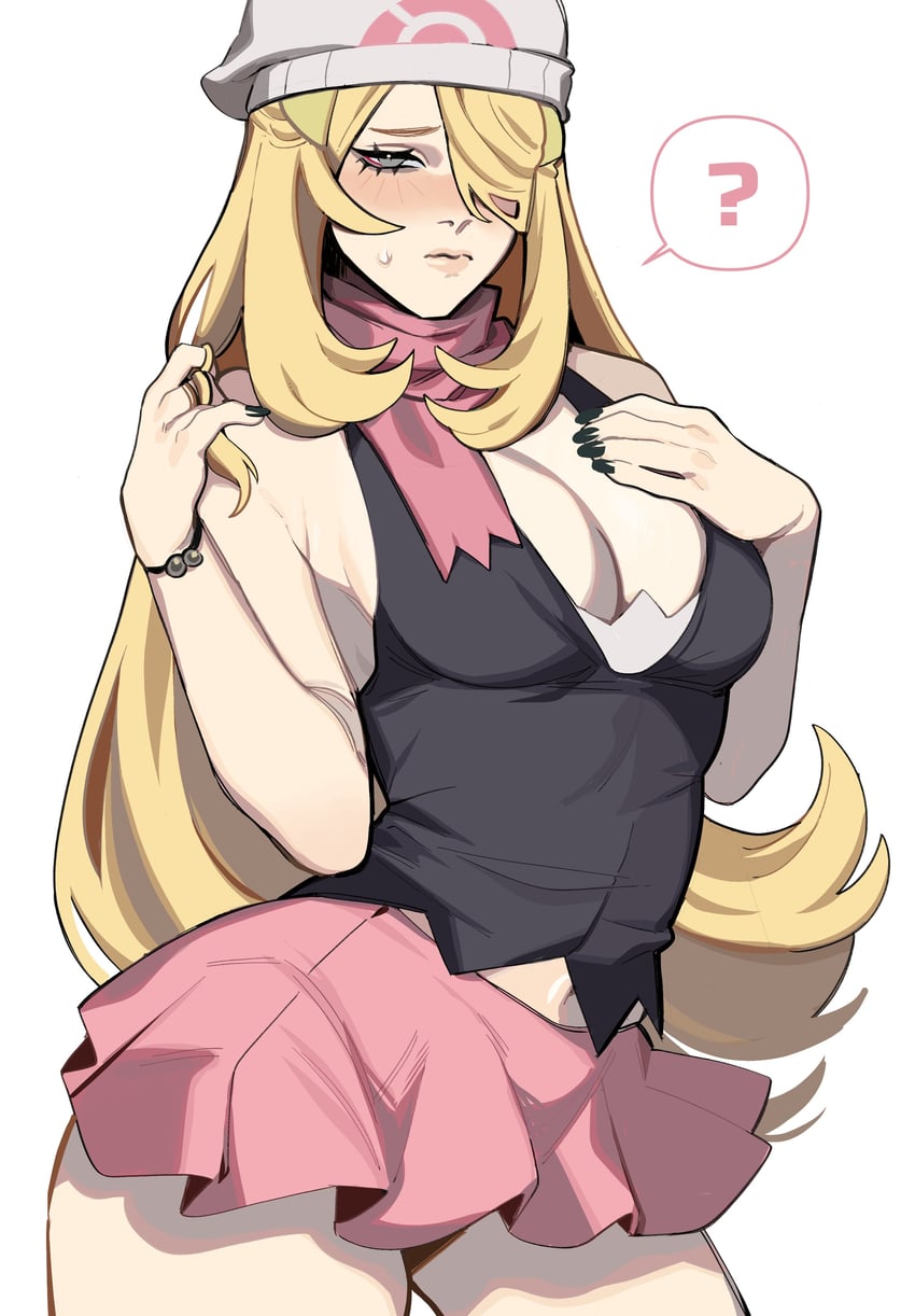 dawn and cynthia (pokemon and 1 more) drawn by porqueloin
