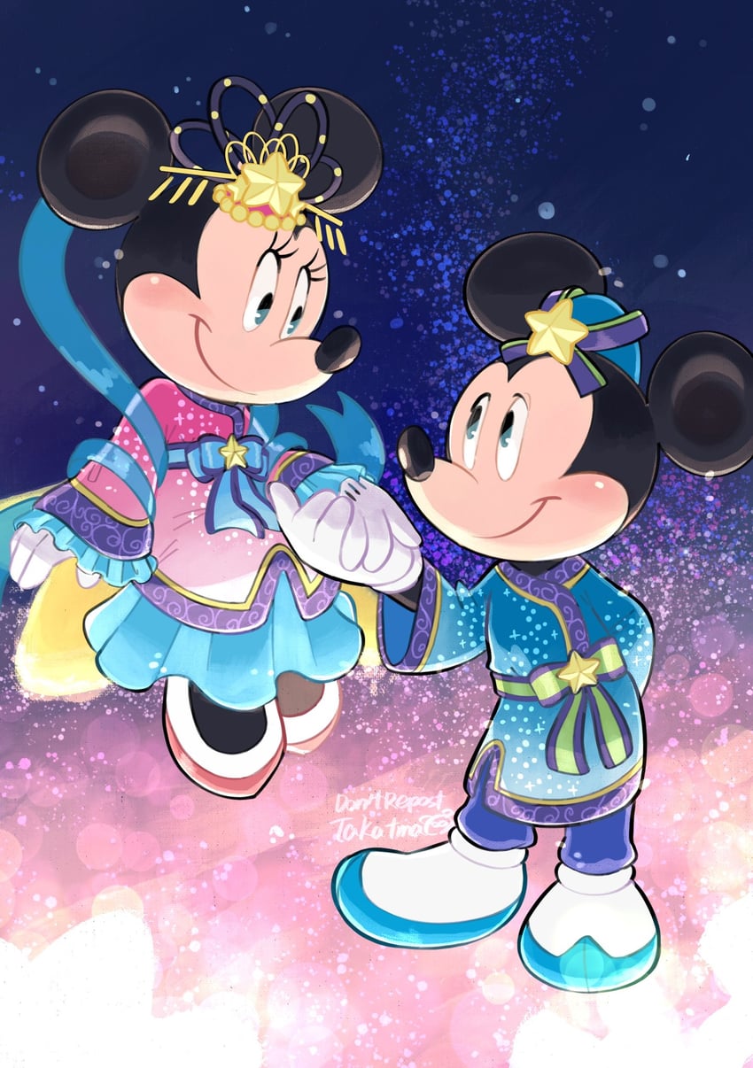 mickey mouse and minnie mouse (mickey mouse & friends) drawn by takatmaorange