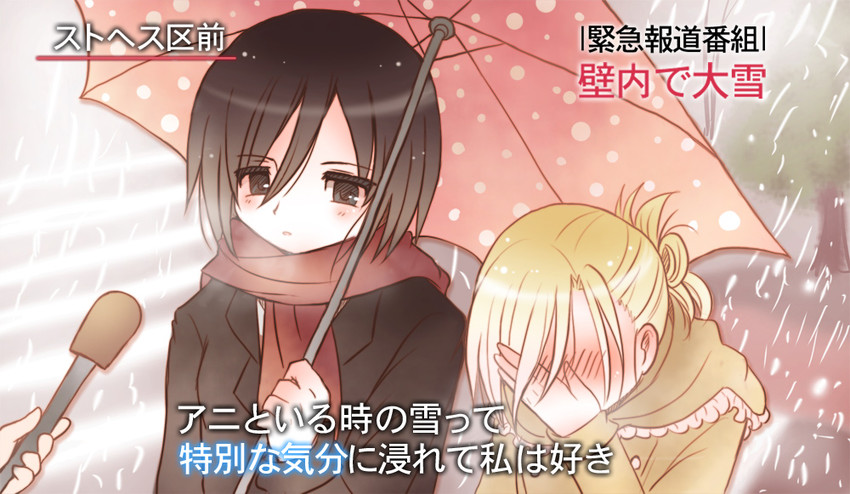 mikasa ackerman and annie leonhart (shingeki no kyojin) drawn by june_(pari_ga_suki)