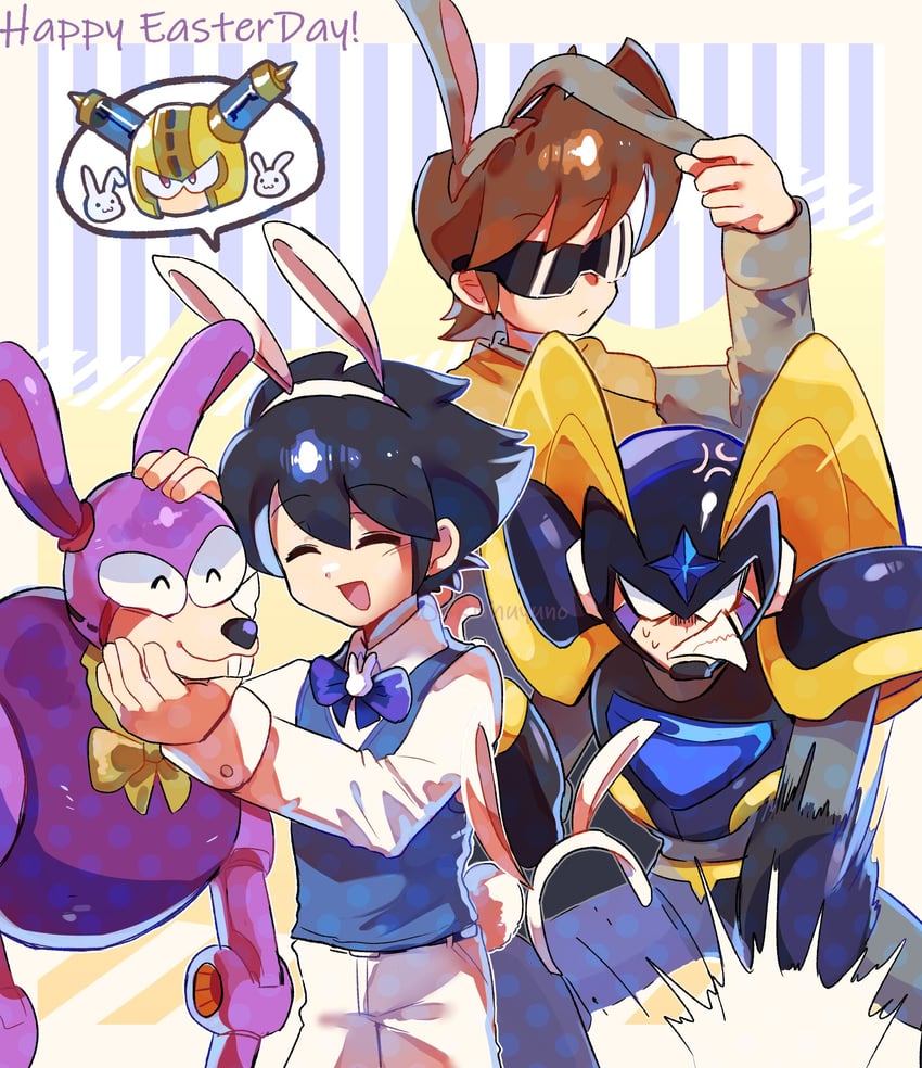 mega man, proto man, bass, and fuse man (mega man) drawn by srnhuyuno