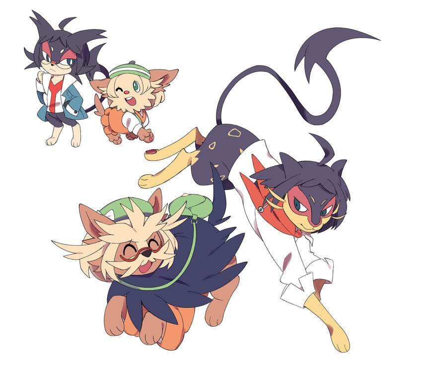 bianca, cheren, purrloin, liepard, lillipup, and 1 more (pokemon and 1 more) drawn by vousser