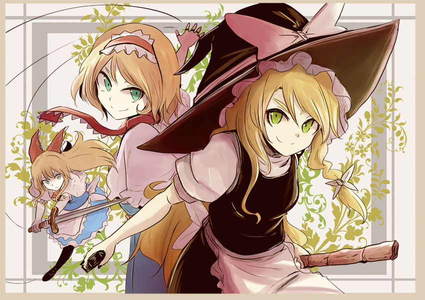kirisame marisa, alice margatroid, and shanghai doll (touhou) drawn by necro_(nekurodayo)