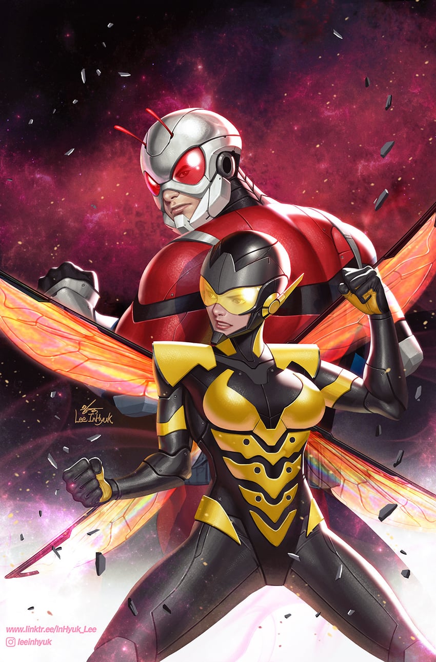 ant-man, wasp, janet van dyne, and hank pym (marvel) drawn by in-hyuk_lee