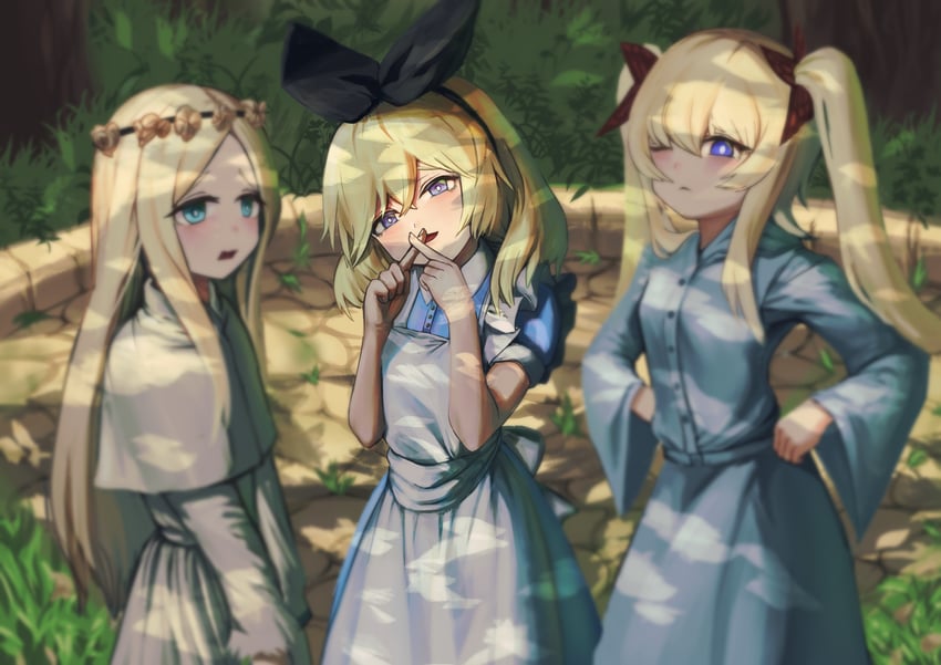 edith liddell, lorina liddell, and alice liddell (black souls and 1 more) drawn by ropeperson