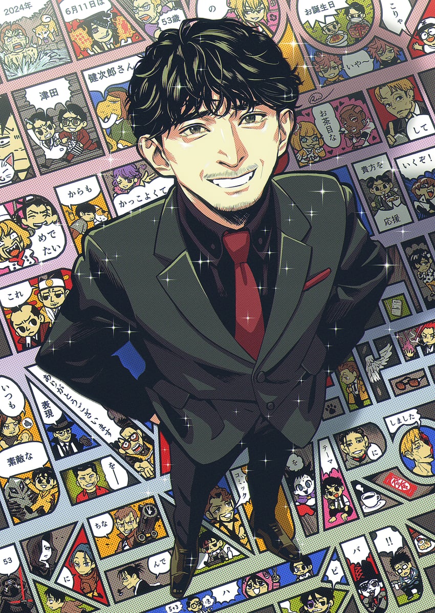 nanami kento, ogata hyakunosuke, kaiba seto, nathan seymour, kishibe, and 12 more (yu-gi-oh! and 18 more) drawn by rei_(islaya)