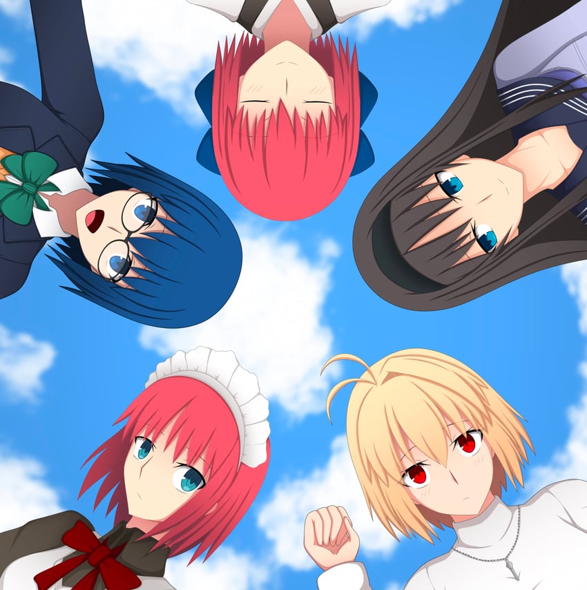 arcueid brunestud, ciel, tohno akiha, kohaku, and hisui (tsukihime) drawn by zeon132