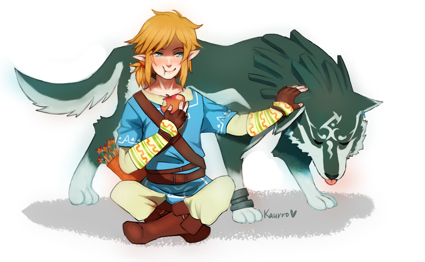 link and wolf link (the legend of zelda and 2 more) drawn by kaurro