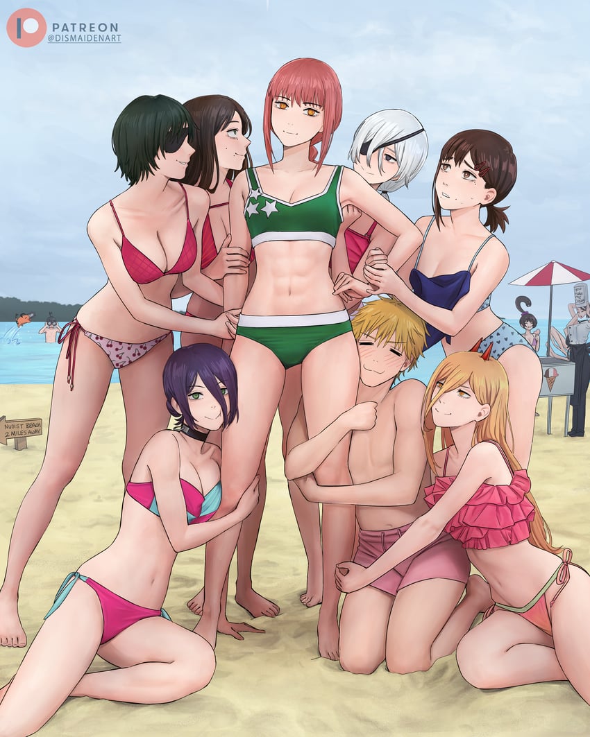 makima, power, denji, reze, higashiyama kobeni, and 7 more (chainsaw man) drawn by dismaiden