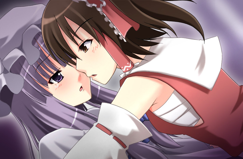 hakurei reimu and patchouli knowledge (touhou) drawn by sazaki_hiyoru