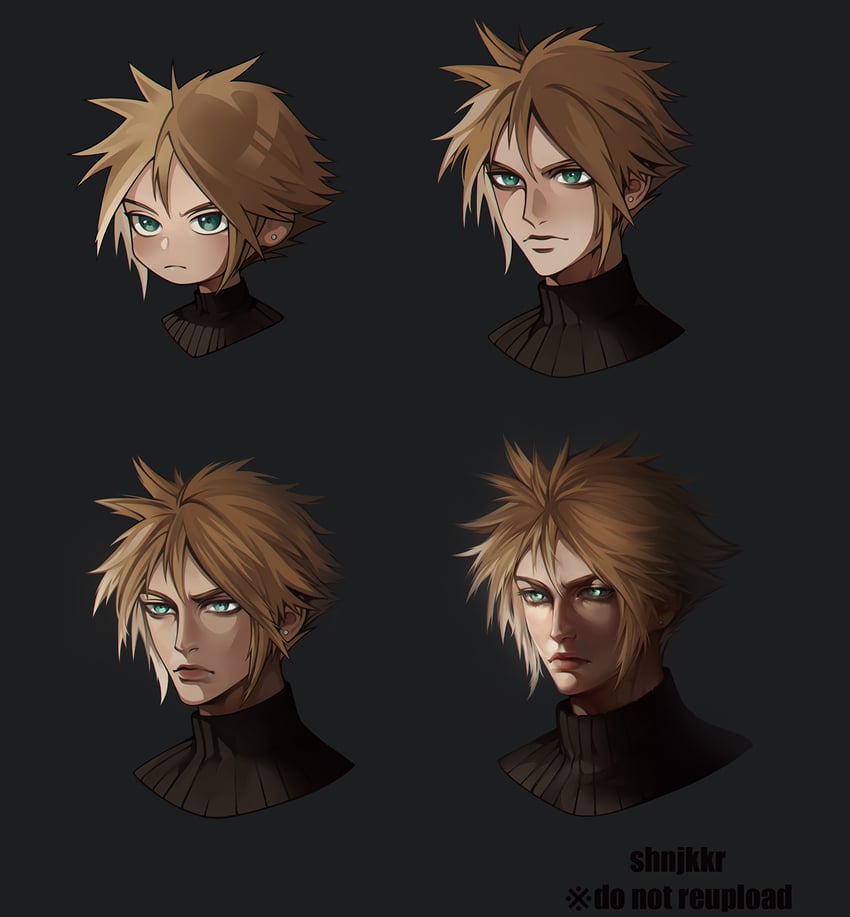 cloud strife (final fantasy and 2 more) drawn by shinjikokoro