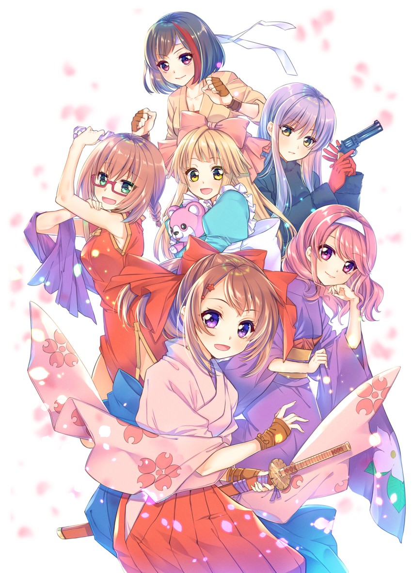 mitake ran, tsurumaki kokoro, minato yukina, toyama kasumi, shinguuji sakura, and 7 more (bang dream! and 1 more) drawn by tsurugi_hikaru