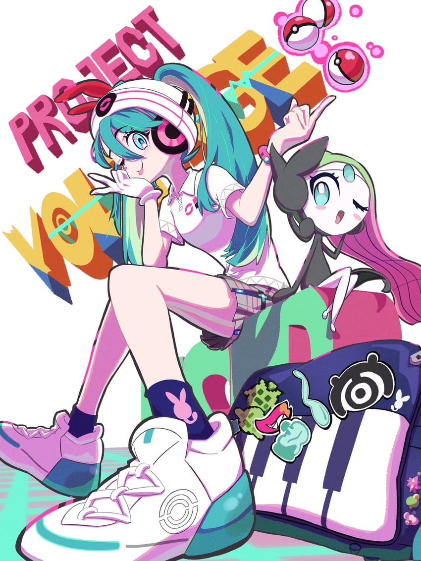 hatsune miku, meloetta, and psychic miku (pokemon and 2 more) drawn by keeno-ringo46