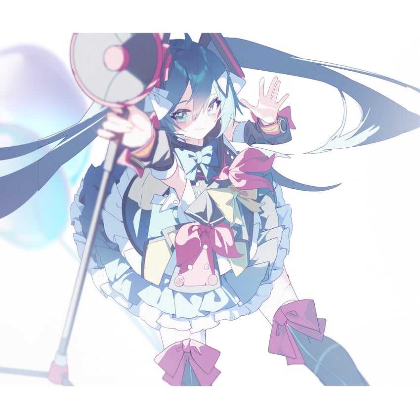 hatsune miku and magical mirai miku (vocaloid and 1 more) drawn by qtian