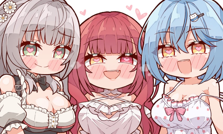 houshou marine, shirogane noel, and yukihana lamy (hololive) drawn by kukie-nyan