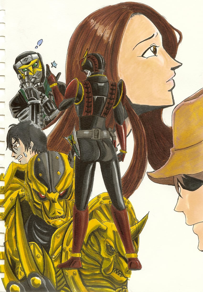 kamen rider zeronos, deneb, nogami airi, and piggies imagin (kamen rider and 2 more) drawn by u+_(tachimachi881yo)