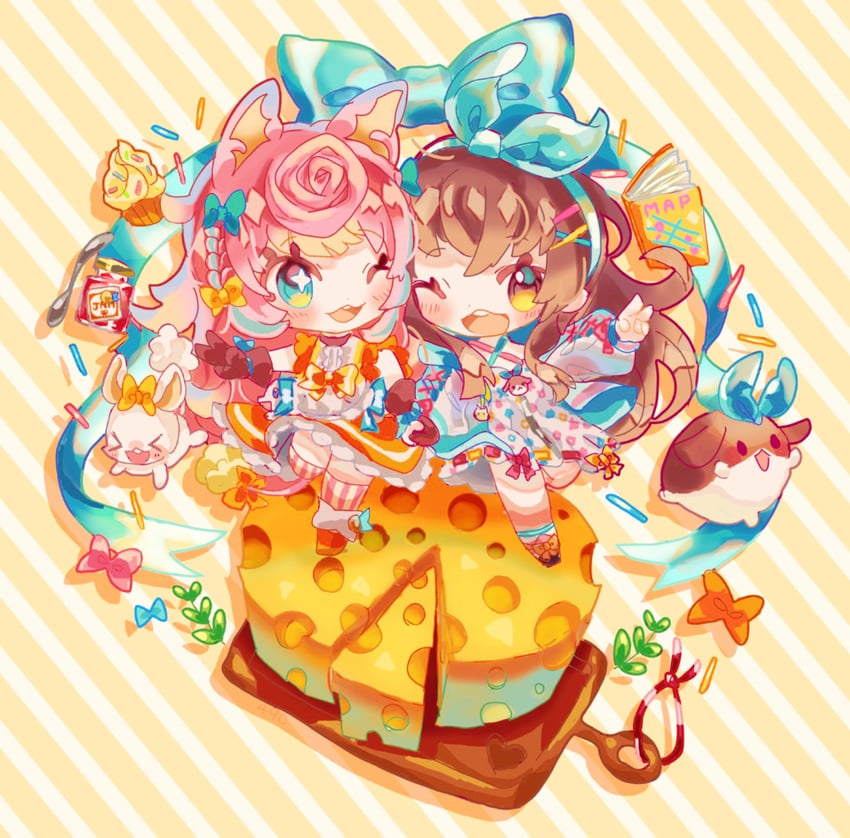 nanahira and korone pochi (indie virtual youtuber and 1 more) drawn by sicure
