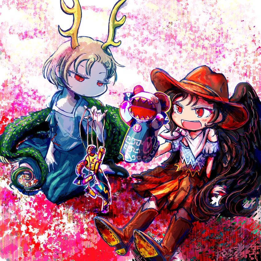 kicchou yachie, kurokoma saki, and toutetsu yuuma (touhou) drawn by jizeru_(giselebon)